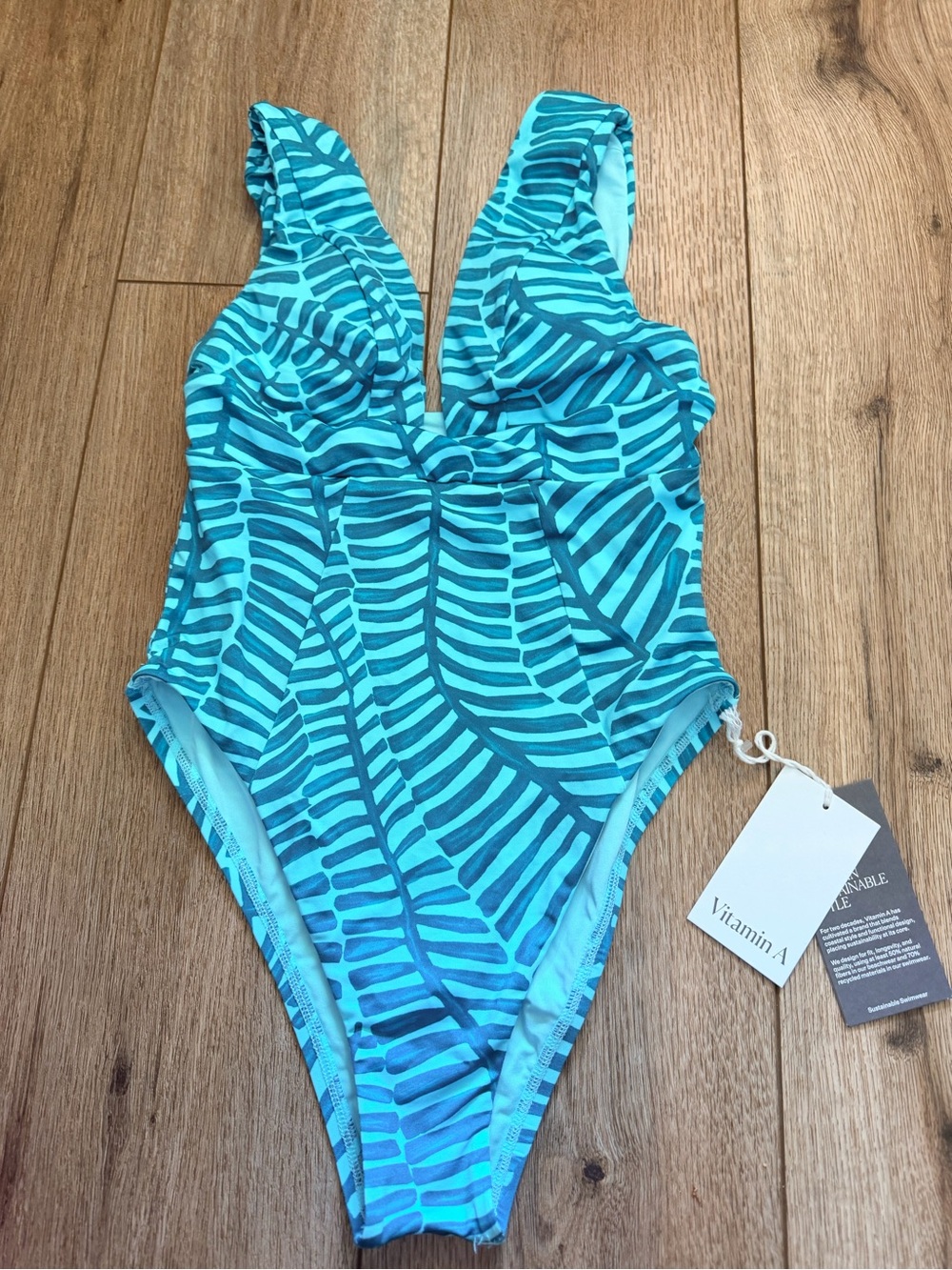 Vitamin A Blue Striped One-Piece Swimsuit Size XS